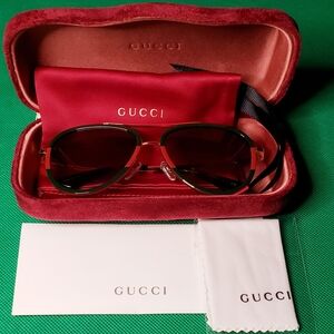 Authentic W/COA GUCCI Grey Gradient Aviator Unisex Sunglasses GG0062S 003 57